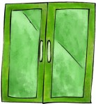 Green glass doors