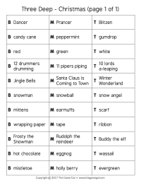 three deep game Christmas